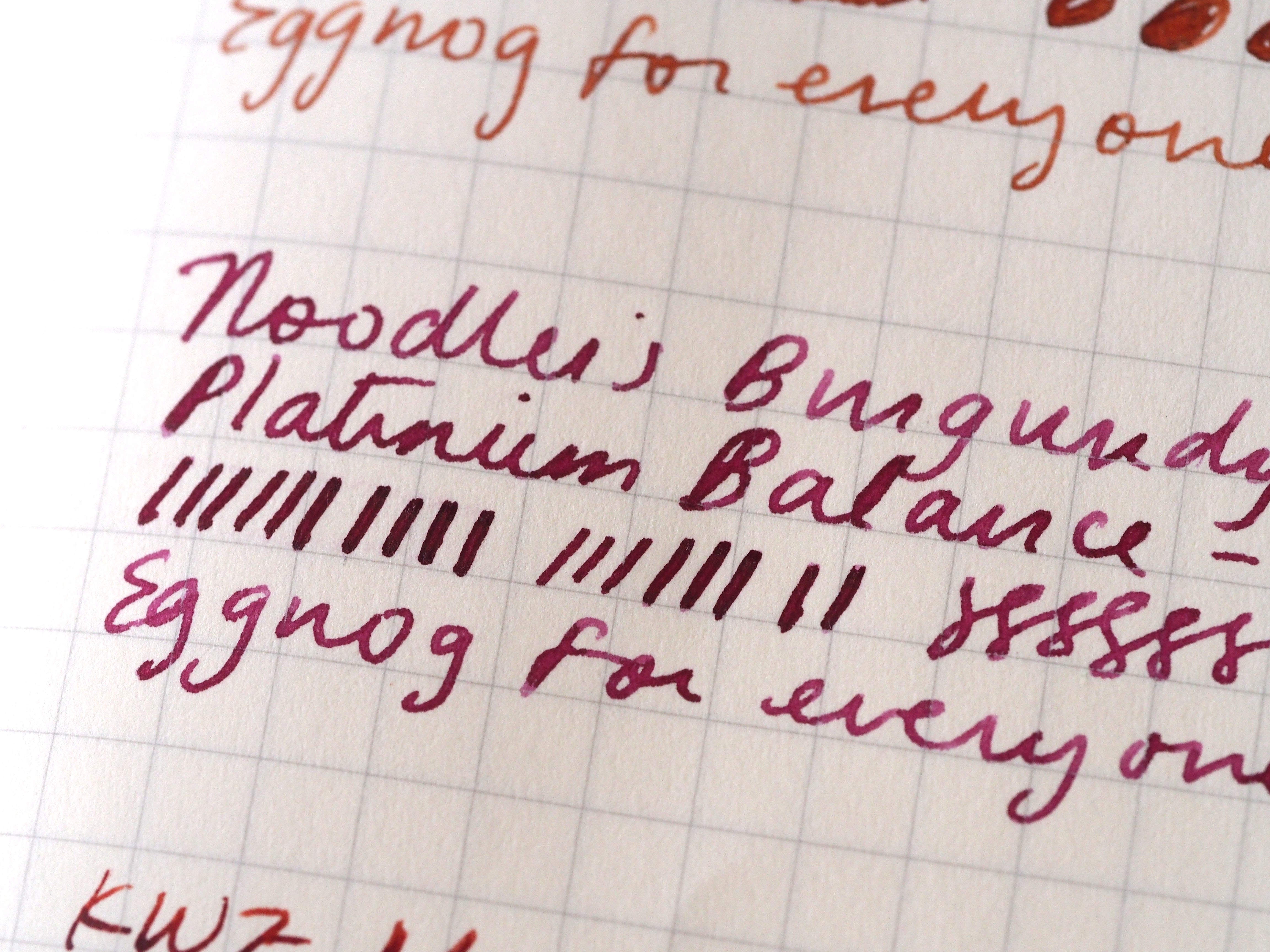 Writing sample Noodler's Burgundy Platinum Balance Medium Wonder Pens fountain Pens Toronto