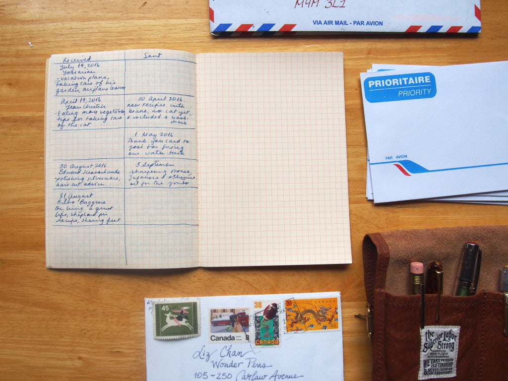 Organizing Correspondence Letter Writing Ledger Log Record Wonder Pens Stationery Shop Toronto Canada