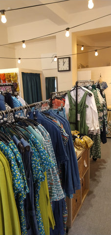 View across Kitty Brown Boutique's clothing section.