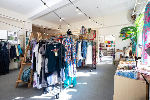 Inside of the clothes shop at Kitty Brown Boutique