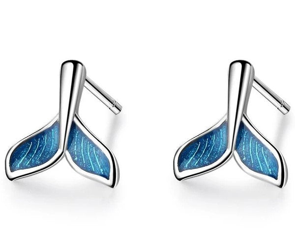 Blue Whale Tail Earrings