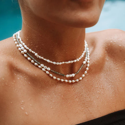 gold freshwater pearl choker