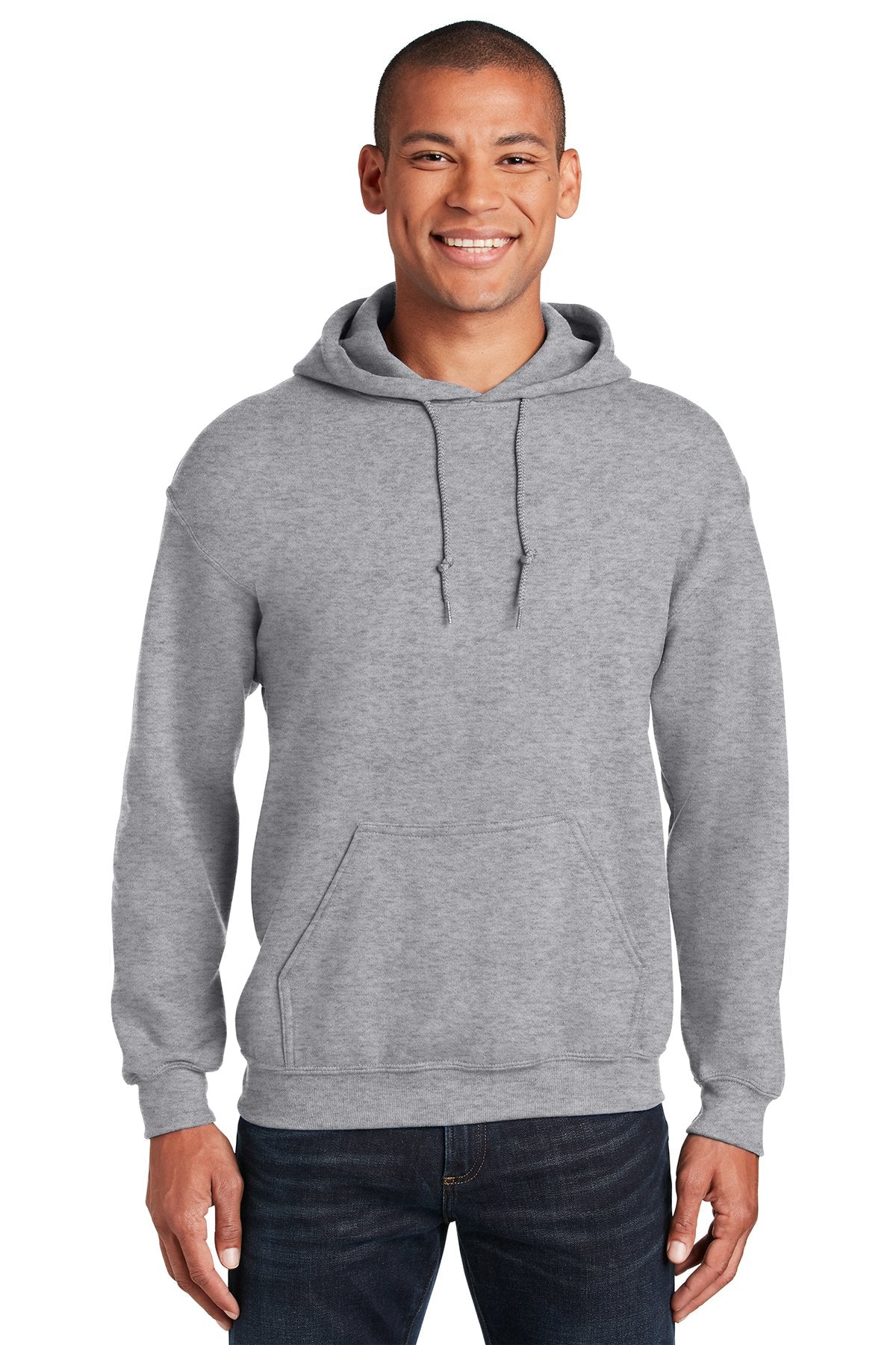 Gildan Heavy Blend Hooded Sweatshirt in Sport Grey, with a custom logo