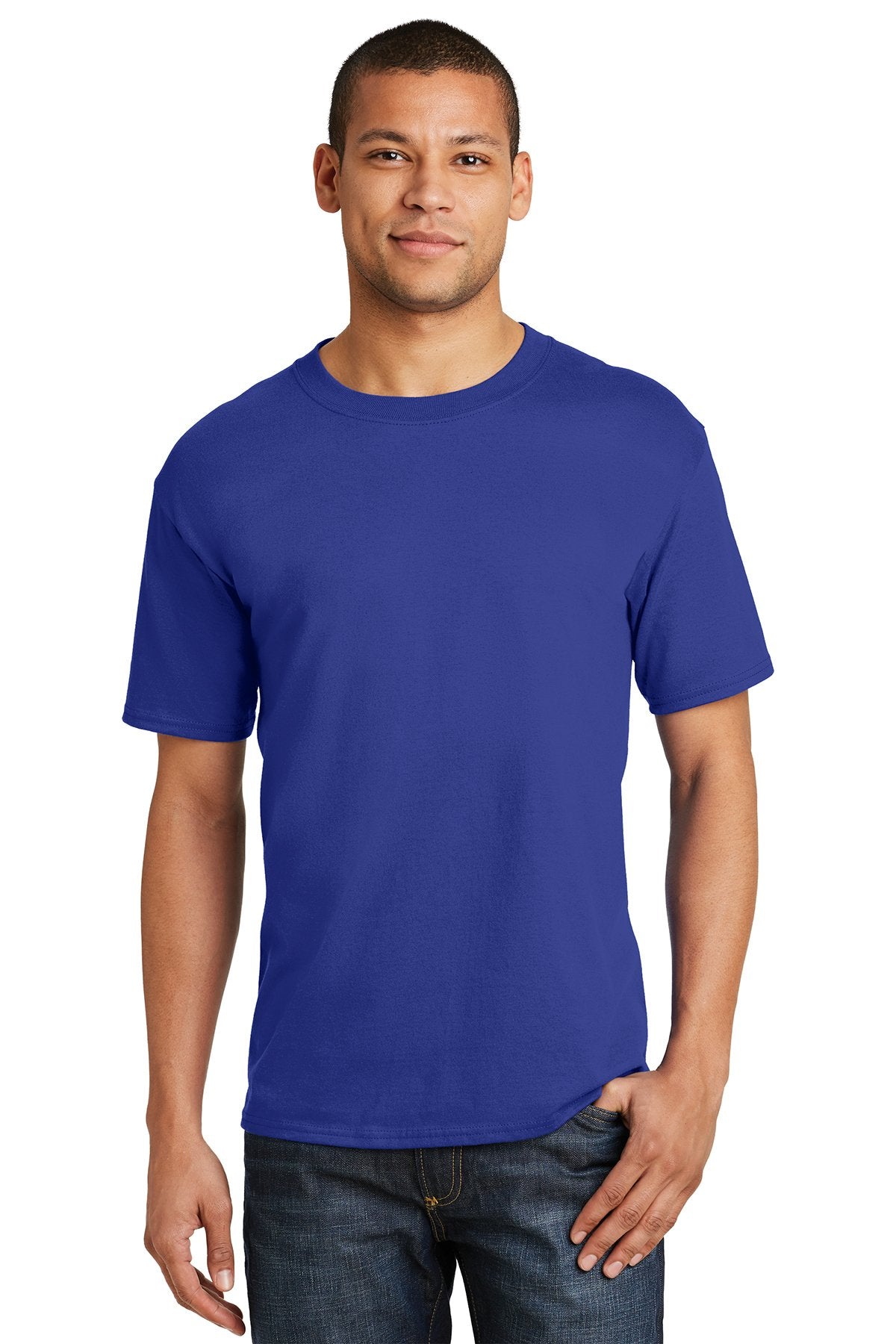 Hanes Beefy Cotton T Shirt in Deep Royal, add a custom design