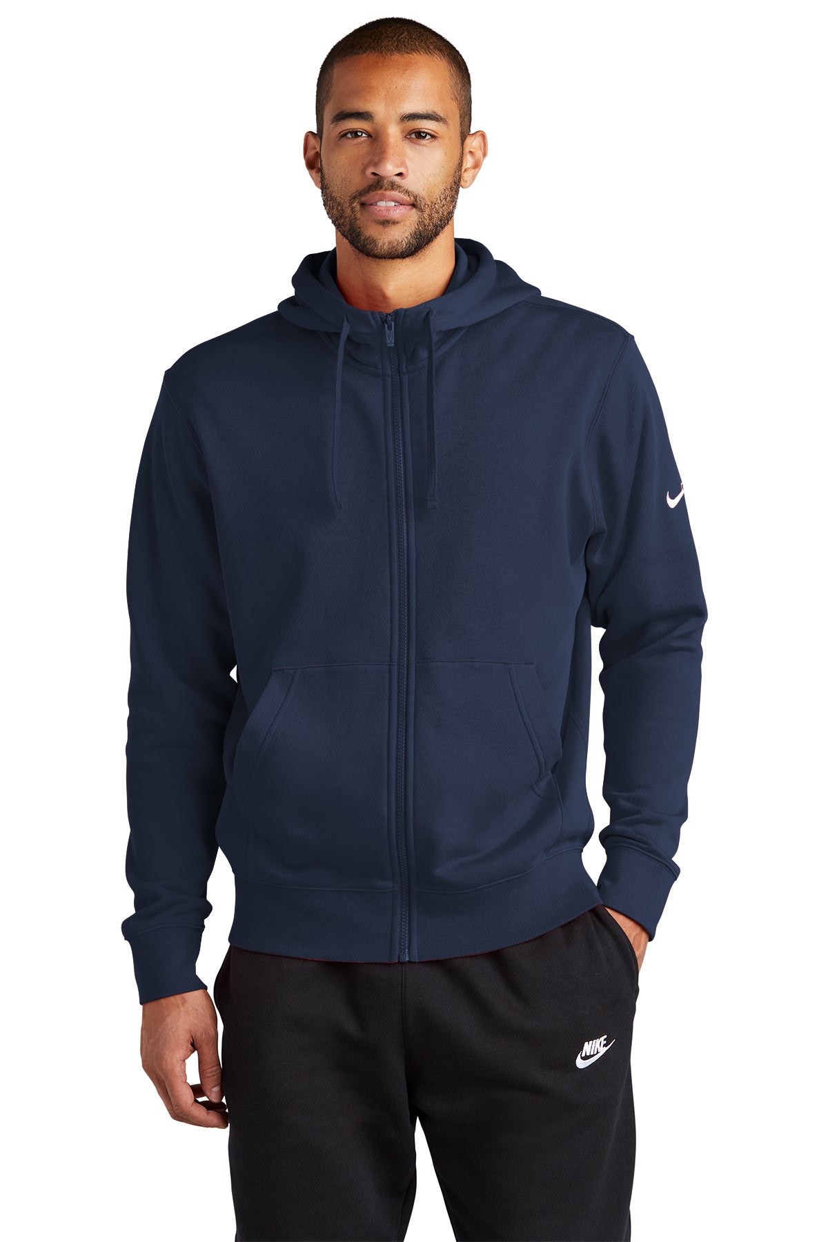 Branded Nike Club Fleece Sleeve Swoosh Full-Zip Hoodie NKDR1513 ...