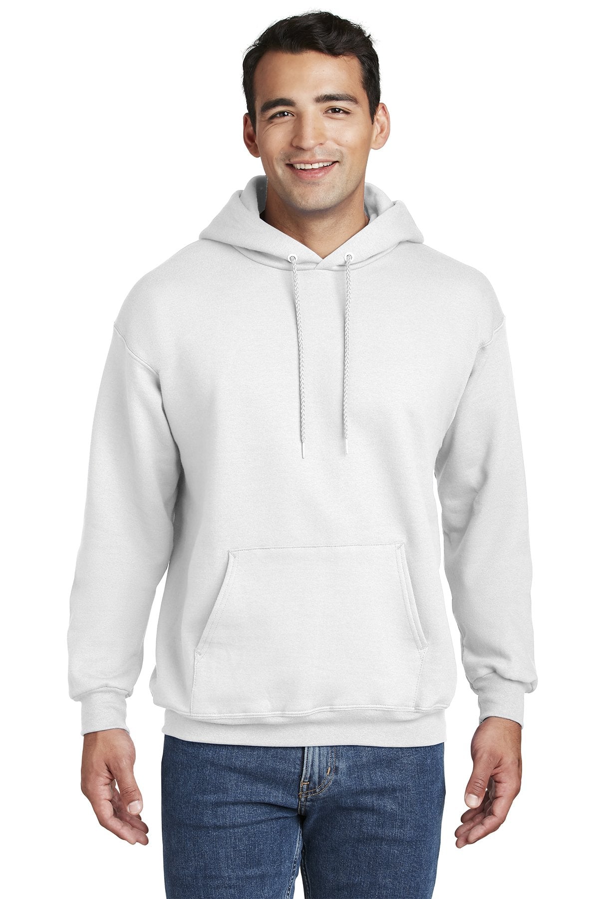 Hanes Ultimate Cotton Pullover Hooded Sweatshirt in White, with a ...