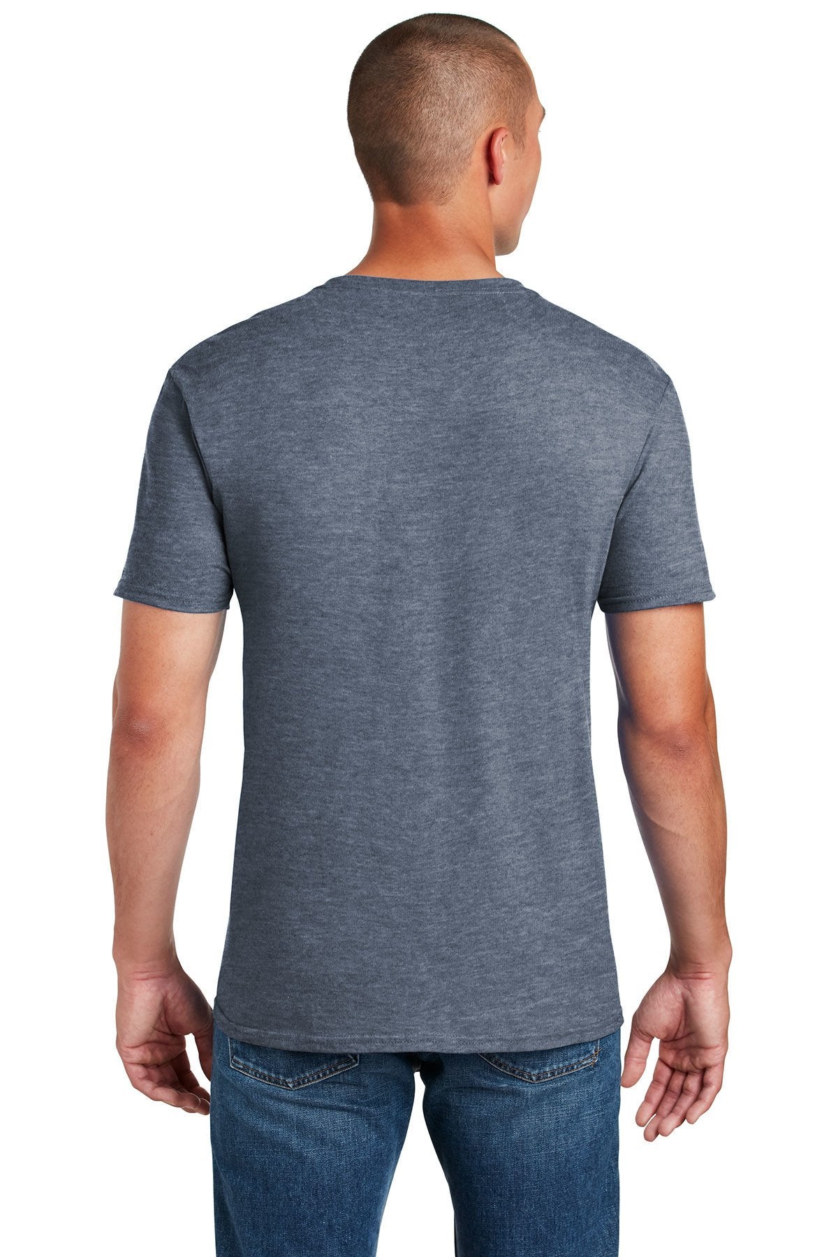 Gildan Softstyle T Shirt in Heather Indigo, add a custom design