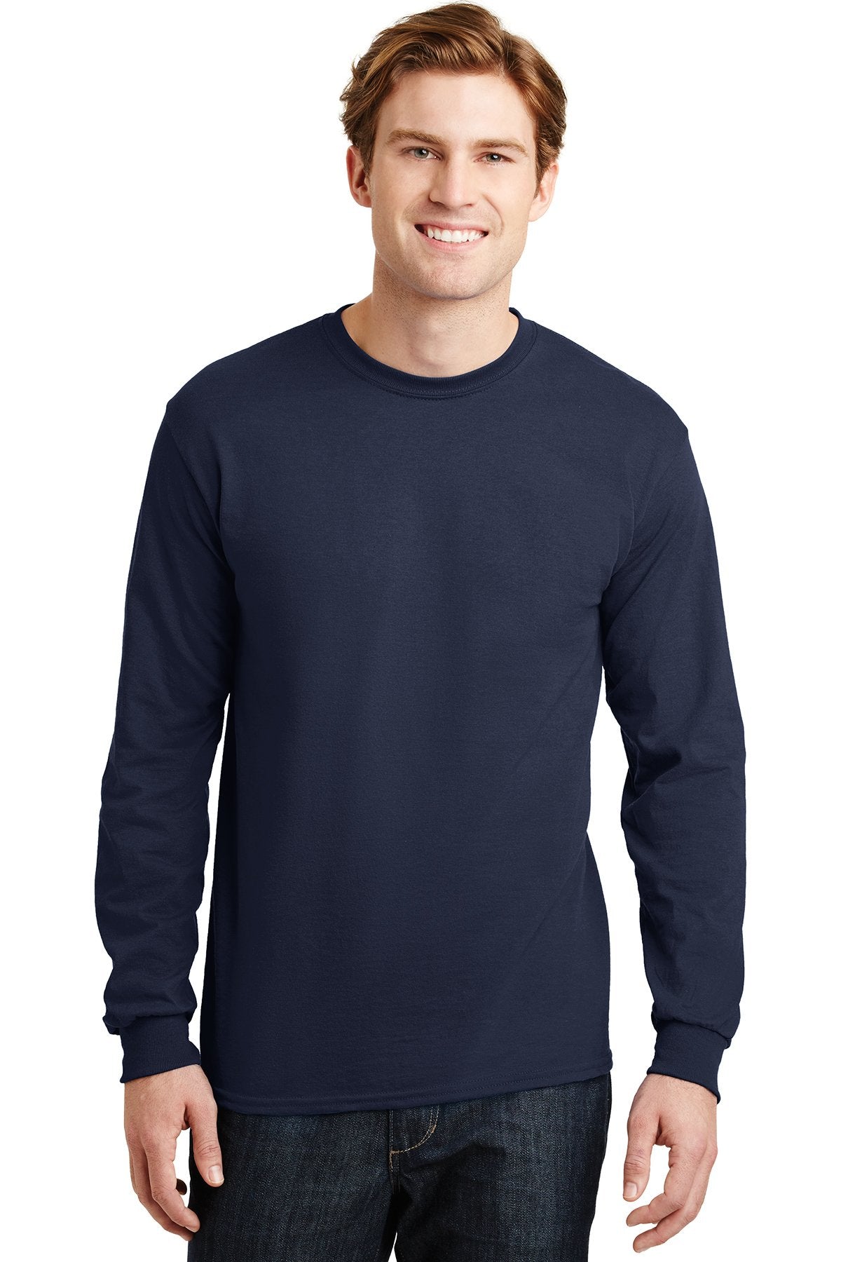 Gildan Dryblend Cotton Poly Long Sleeve T Shirt in Navy, add a custom ...