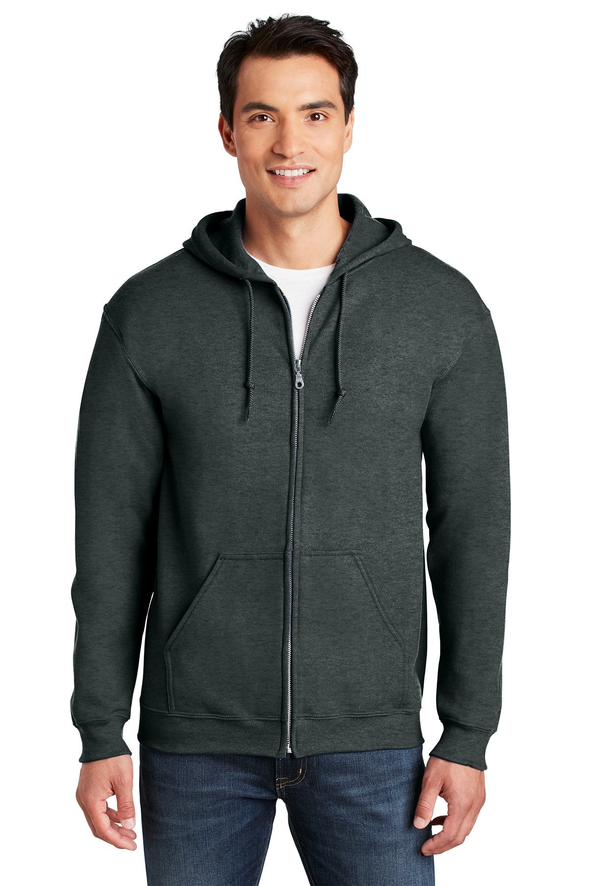 Custom Gildan Heavy Blend Zip Hoodie 18600 Dark Heather Grey