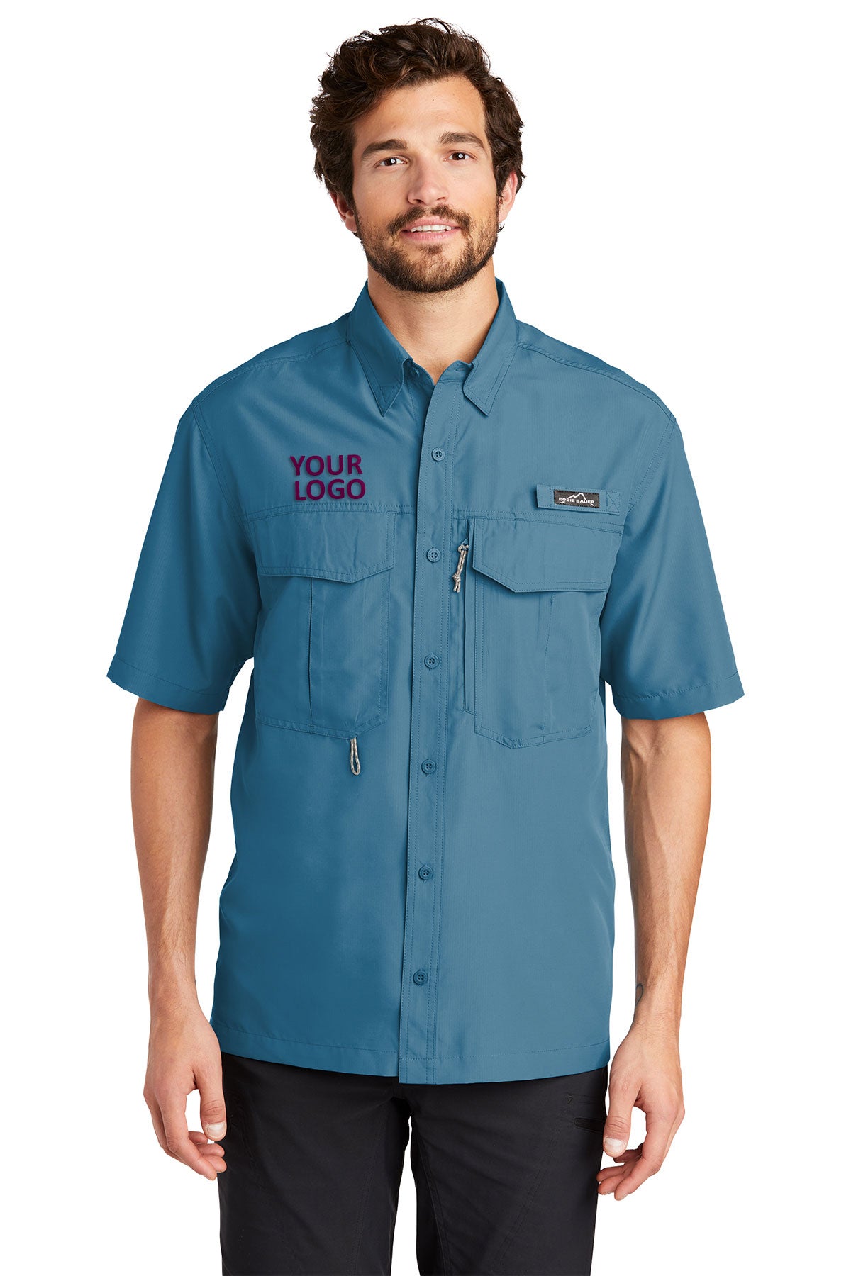 Branded Eddie Bauer Short Sleeve Performance Fishing Shirt EB602 Gulf Teal