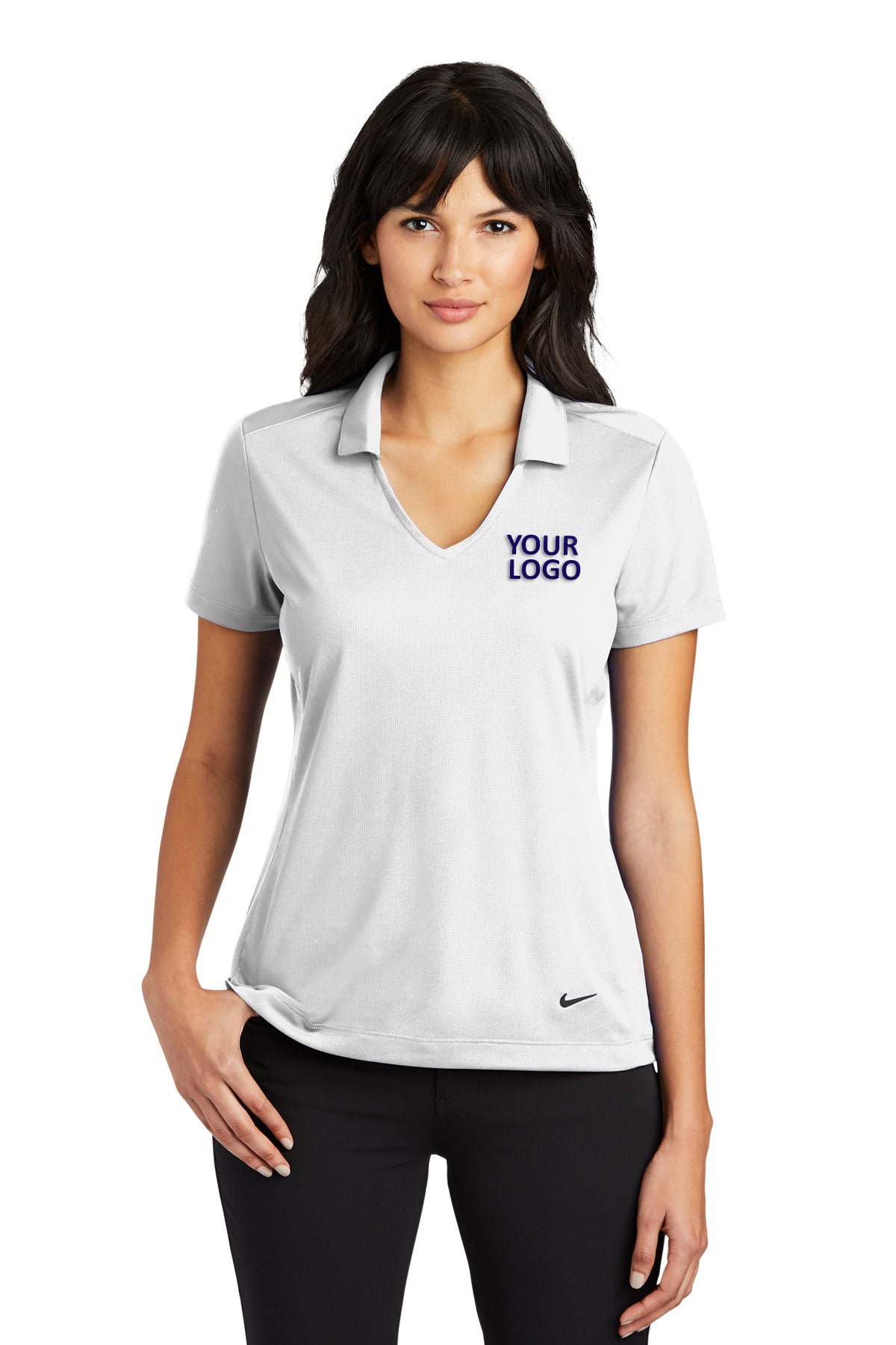 Branded Nike Ladies Dri-FIT Vertical Mesh Polo White