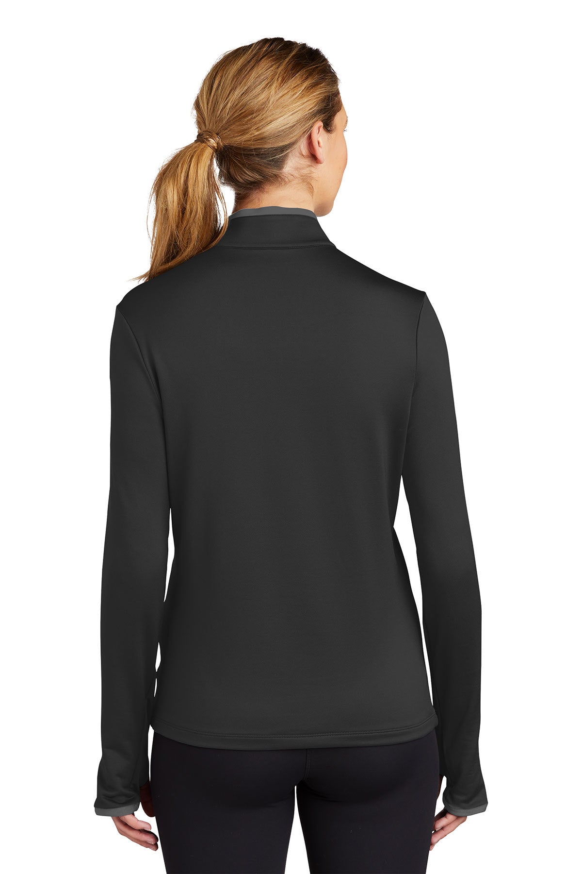 Custom Nike Ladies Dri-FIT Stretch 1/2-Zip Cover-Up Black/ Dark Grey