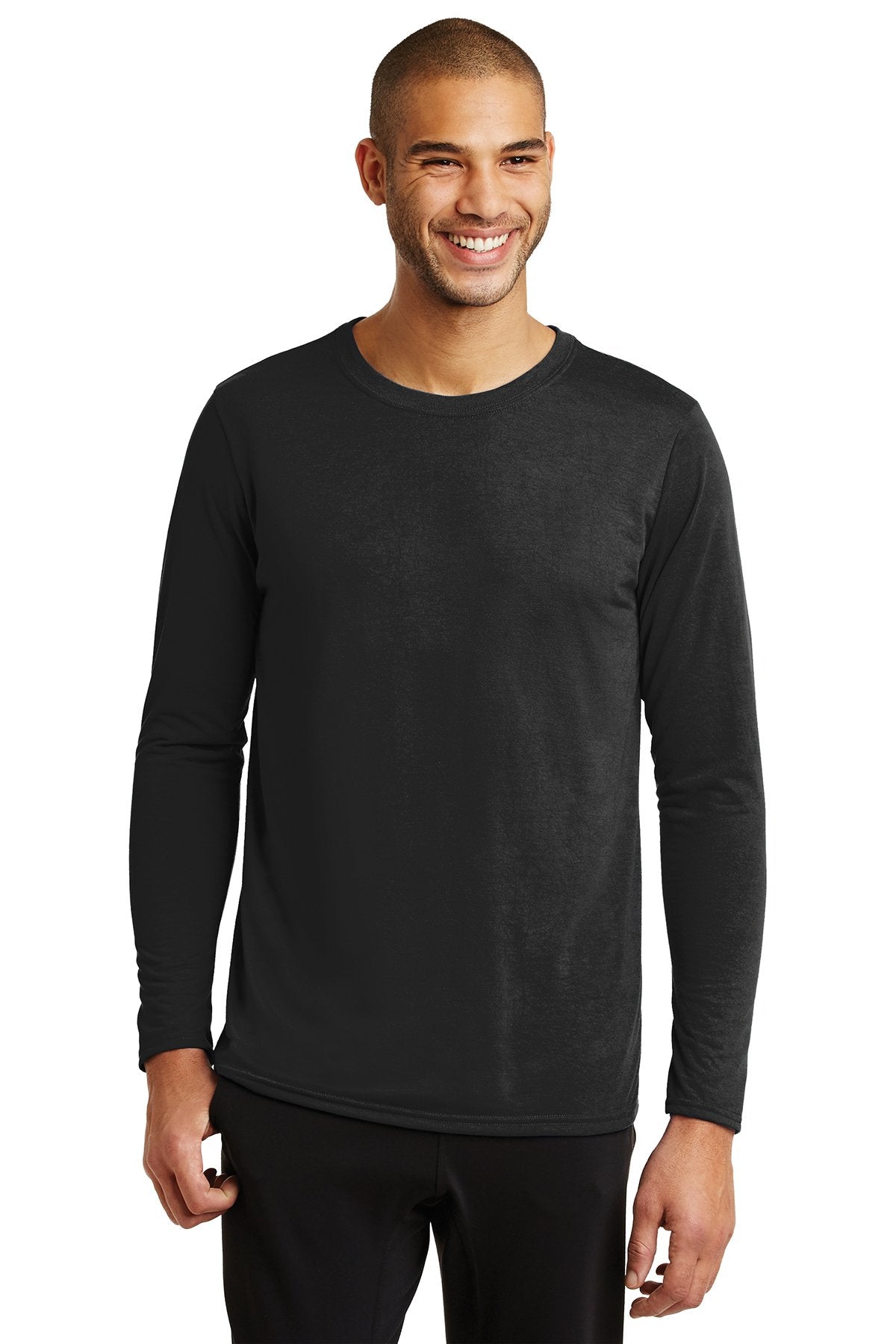 Gildan Performance Long Sleeve T Shirt in Black, add a custom design