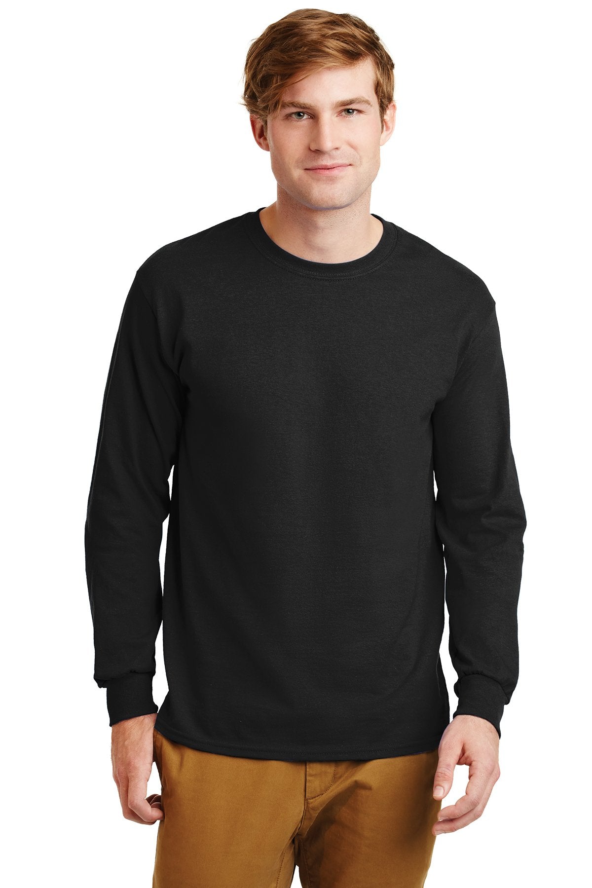 Custom Gildan Ultra Cotton Long Sleeve T Shirt G2400 Black