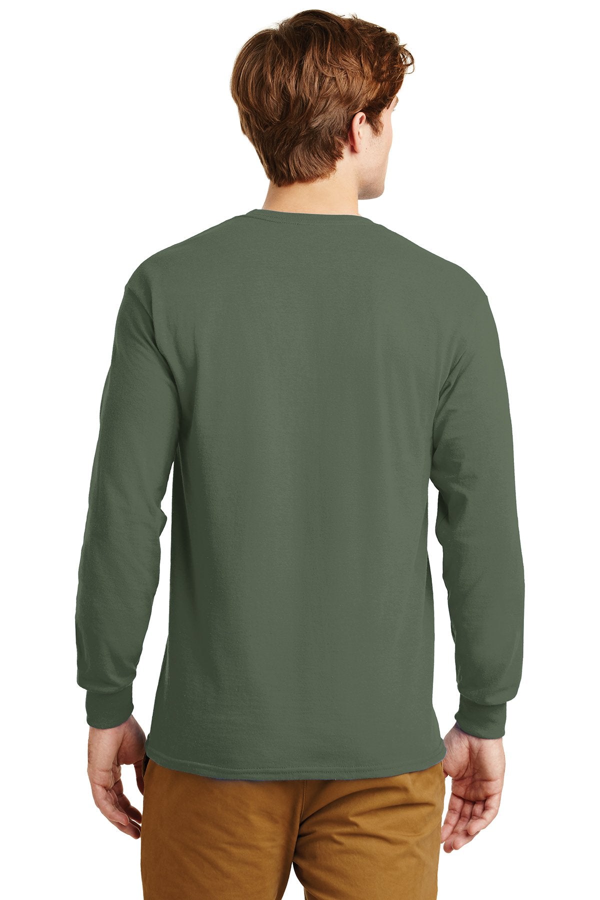 Custom Gildan Ultra Cotton Long Sleeve T Shirt G2400 Military Green 7323