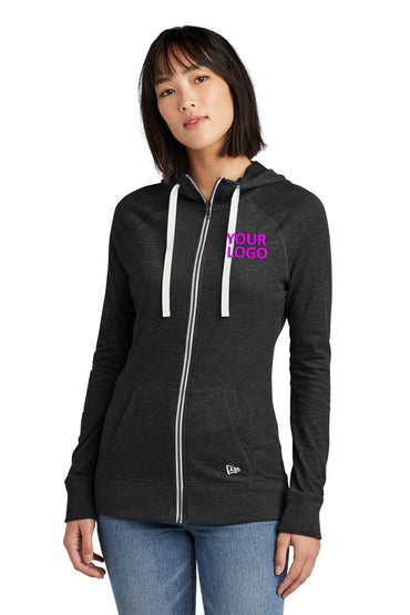 Custom New Era® Ladies Sueded Cotton Blend Full-Zip Hoodie