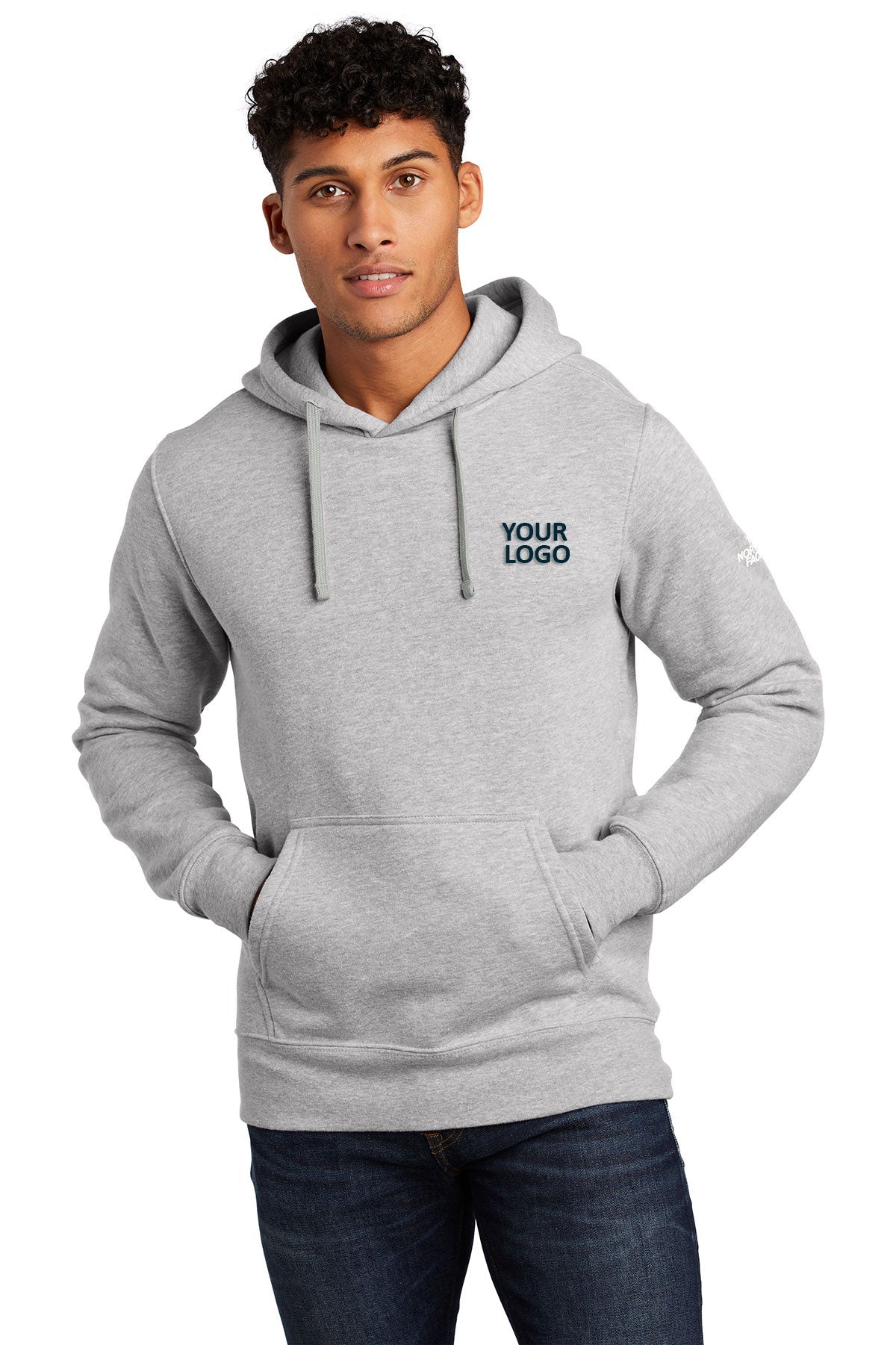 Custom The North Face Pullover Hoodie Light Grey Heather