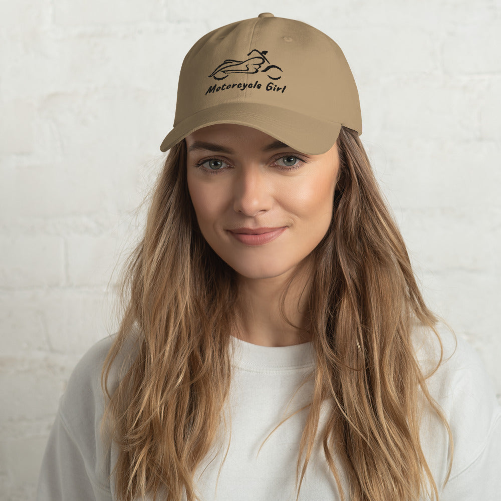 Motorcycle Girl Embroidered Baseball Style Cap – SensibleTees
