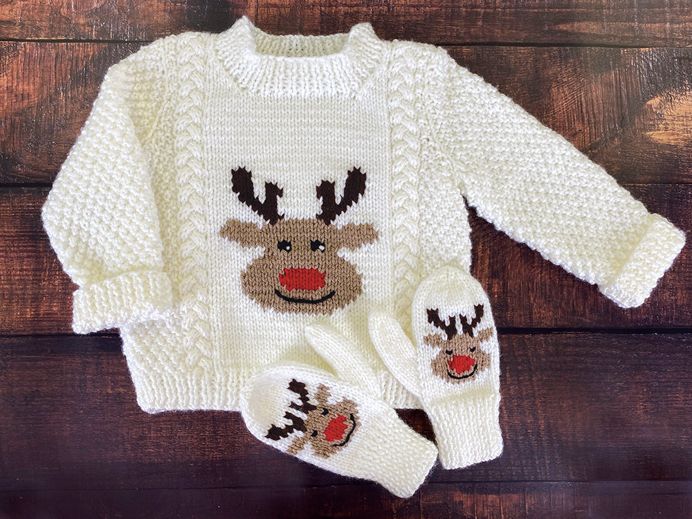 Reindeer Pullover & Mitts – Mary Maxim Ltd