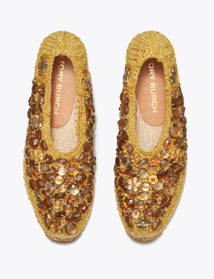 Tory Burch Women's Crochet Crystal Espadrille Flats – Baitul Couture  Boutique & Designer Consignment