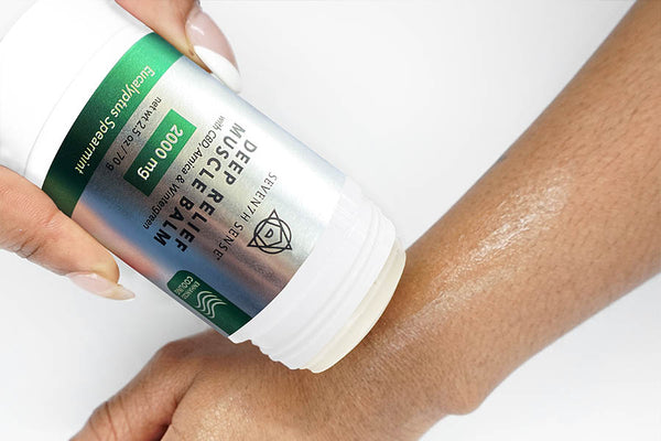 2000mg Deep Relief CBD Muscle Balm glides on smooth with no sticky residue.