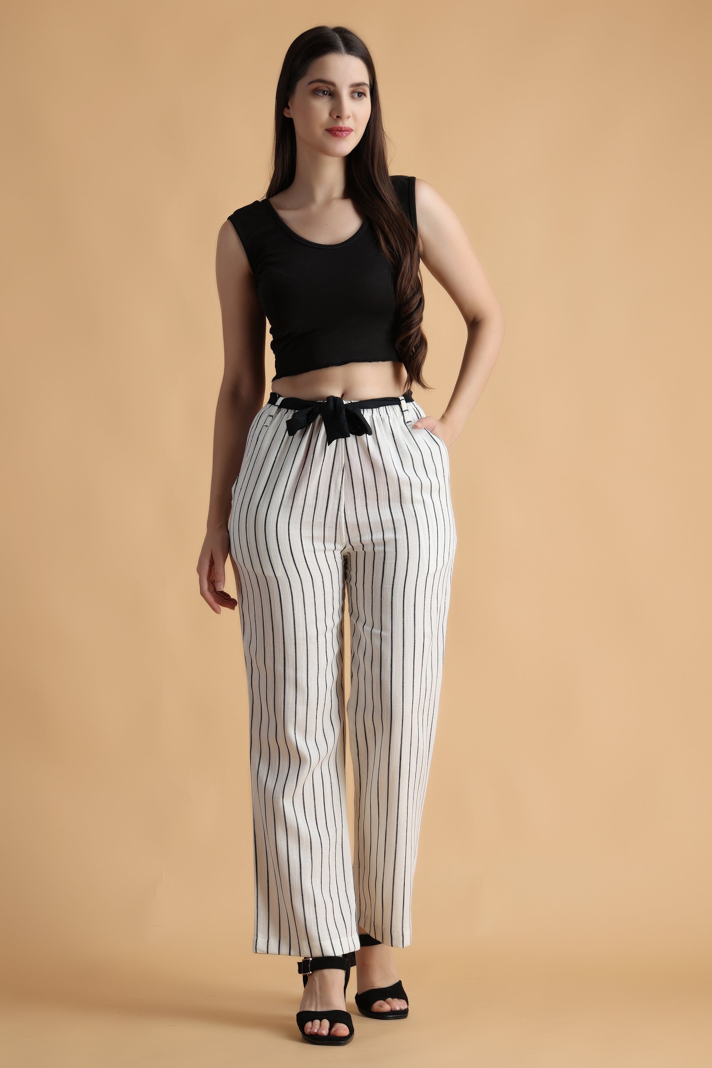 Plus Block Striped Wide Leg Pants  SHEIN IN