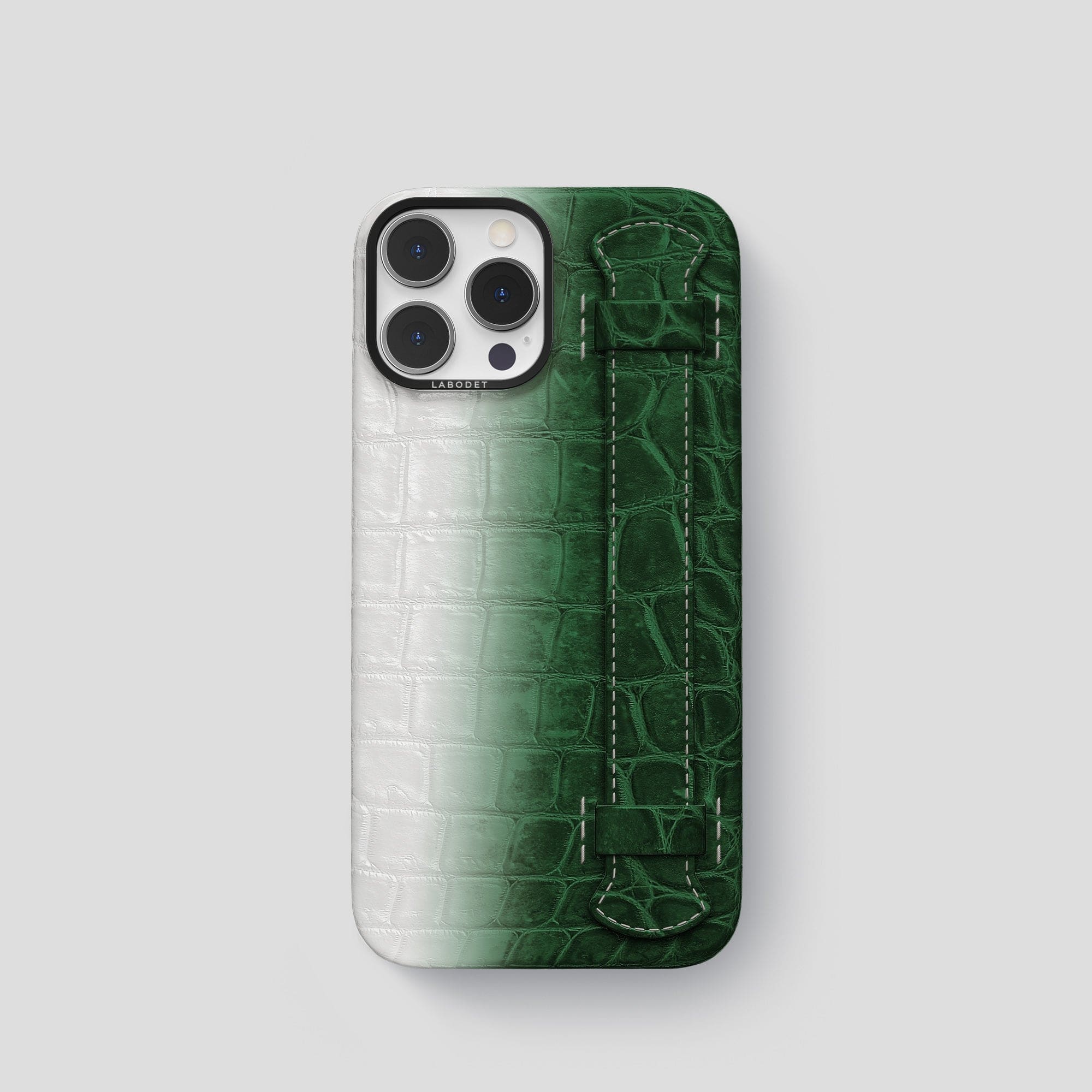 Image of Handle Case For iPhone 15 Pro In Himalayan Crocodile