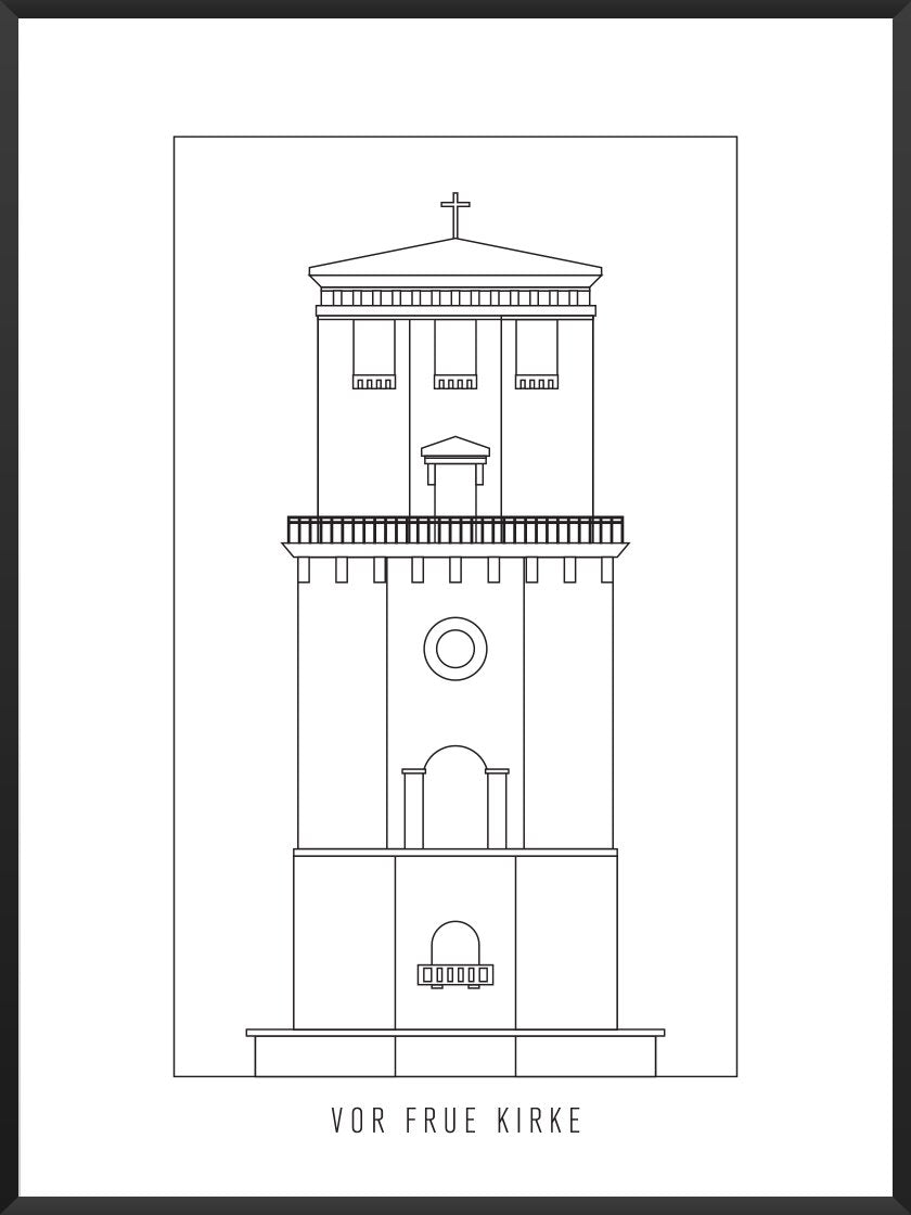 Vor Frue Kirke Outline - Poster