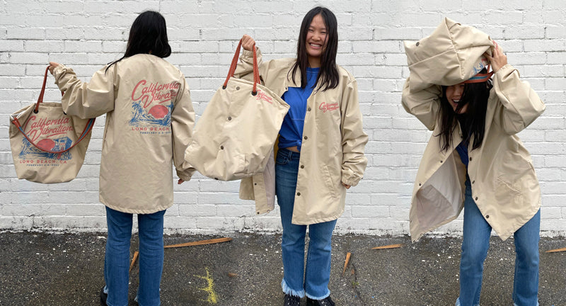 stephanie choi in the original jacket bag upcycled