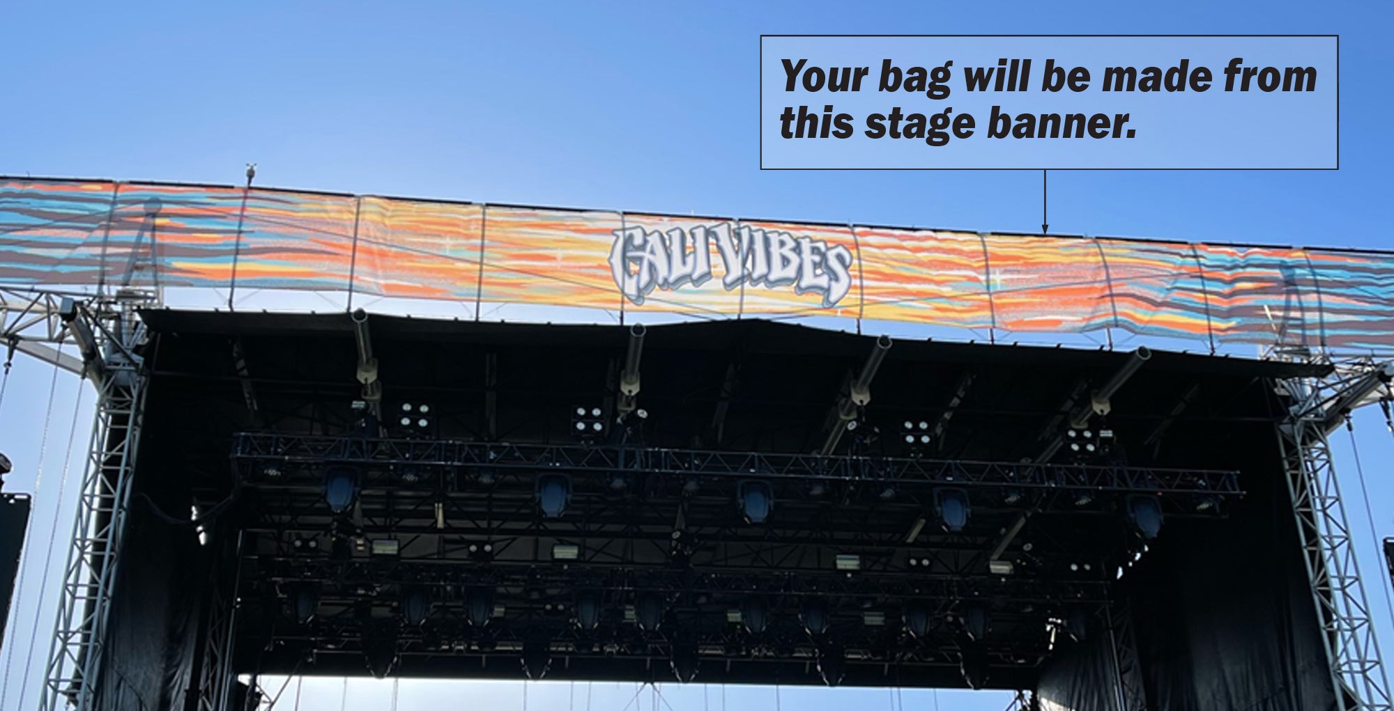 cali vibes stage banner for upcycling