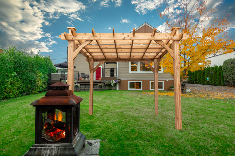 pergola cedar 10x10 pergolas wooden kit kits wood diy outdoor modern usa backyard cedarshed