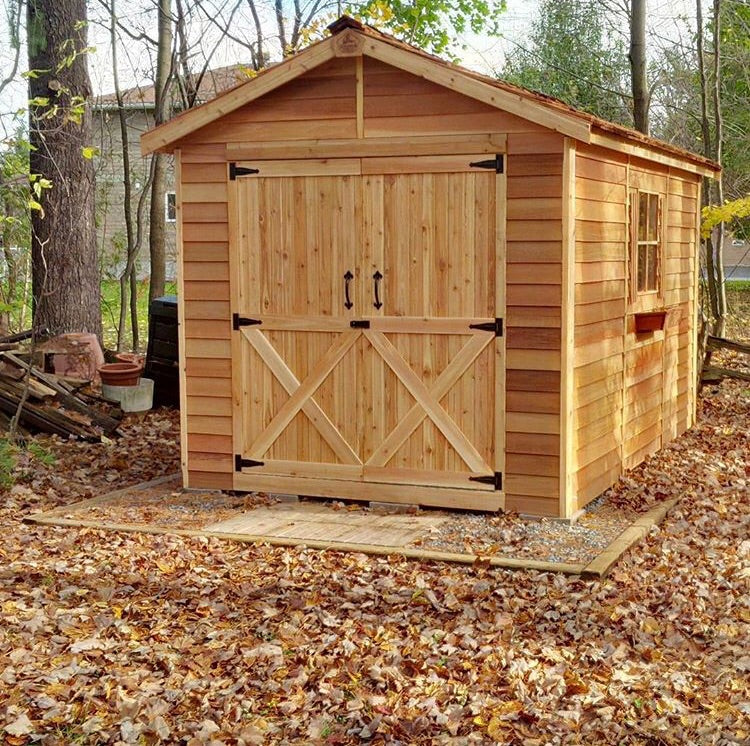 large wooden sheds, lawn mower & motorcycle storage shed