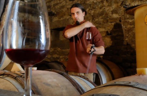 Louis Terral in his cellar in Mérignat (Bugey)