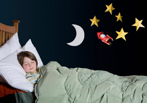 boy sleeping moon and stars