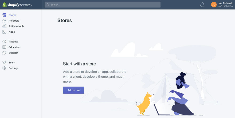 Shopify Stores Dashboard - Add Store Button enabled