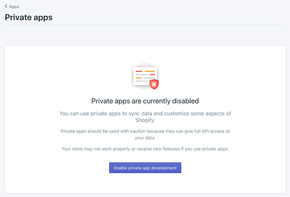 Private apps are currently disabled