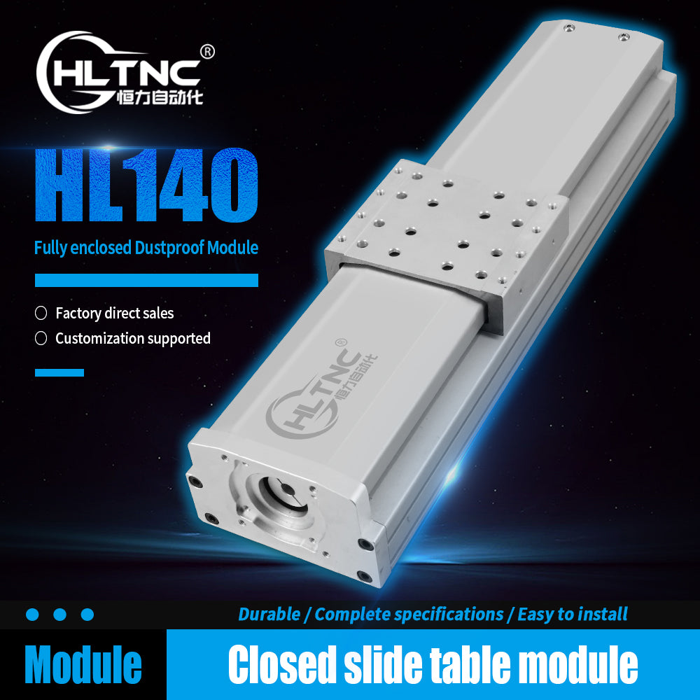 HLTNC 140 Semi Enclosed Fully Enclosed Module Sliding Table Effective Moving Length 150 to 500 + EGR15 Guide Rail + 1610 Screw Nema24 Nema32 60 80 Motor
