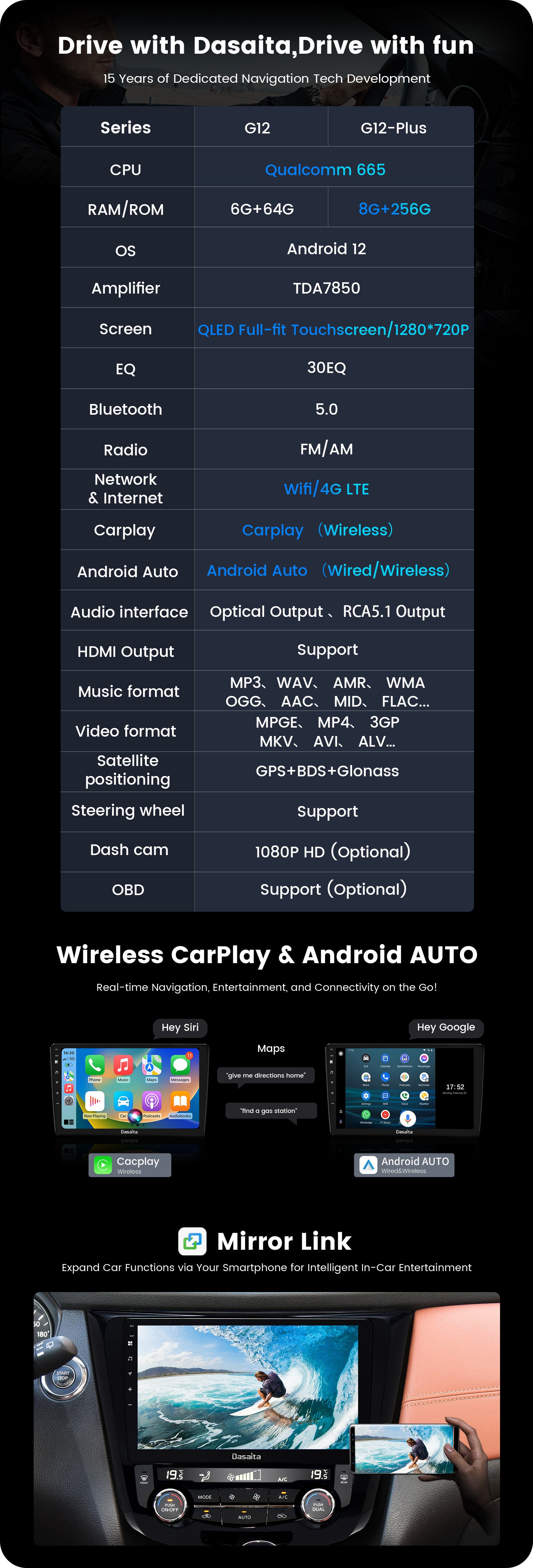 Dasaita Nissan X-trail Qashqai Rough Wireless Carplay and  Android auto