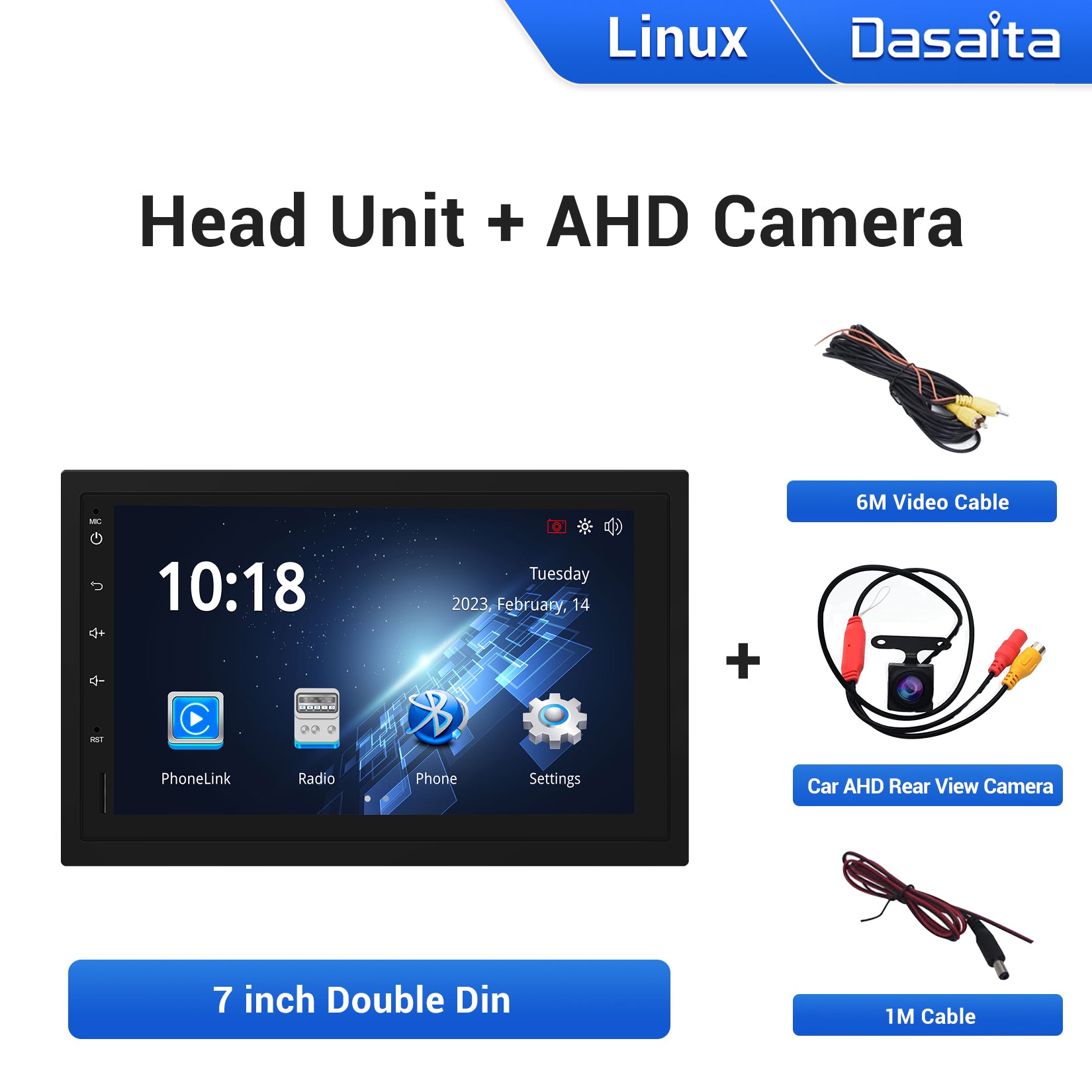 Dasaita Linux Universal 2 Din Car Stereo 7 Inch Wireless Wired Carplay