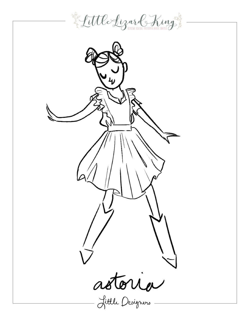 Astoria Pinafore and Blouse Coloring Page – Little Lizard King