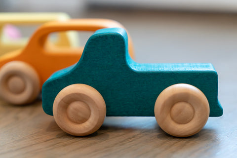 Wooden Teal Truck Toy For Baby