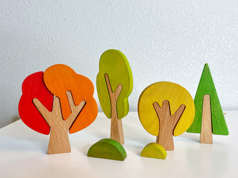 Seasonal wooden trees, toys for 2 3 year old, bee pea baby