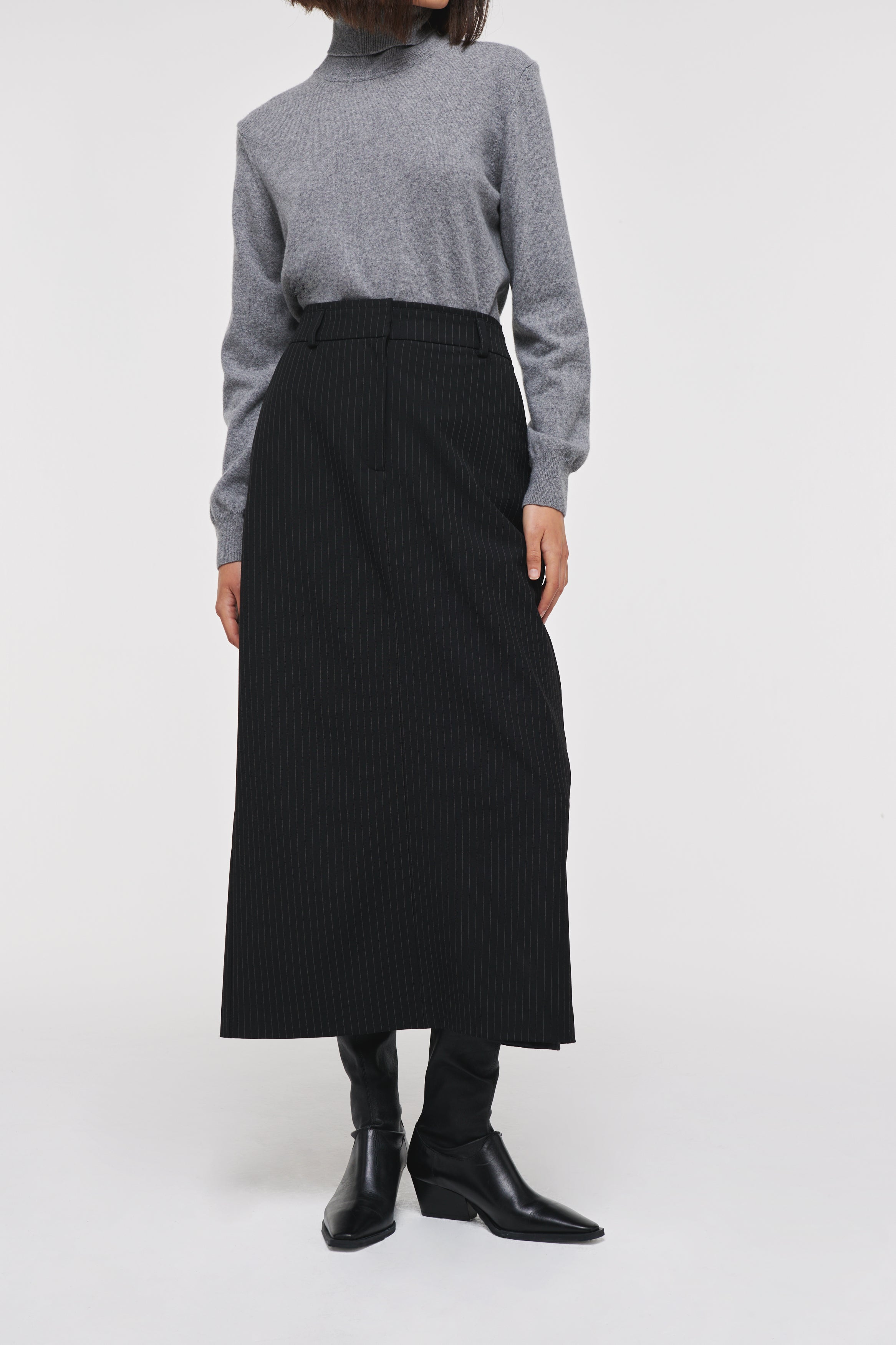 Kasia Pinstripe Tailored Maxi Skirt, Black Pinstripe / UK 22 product