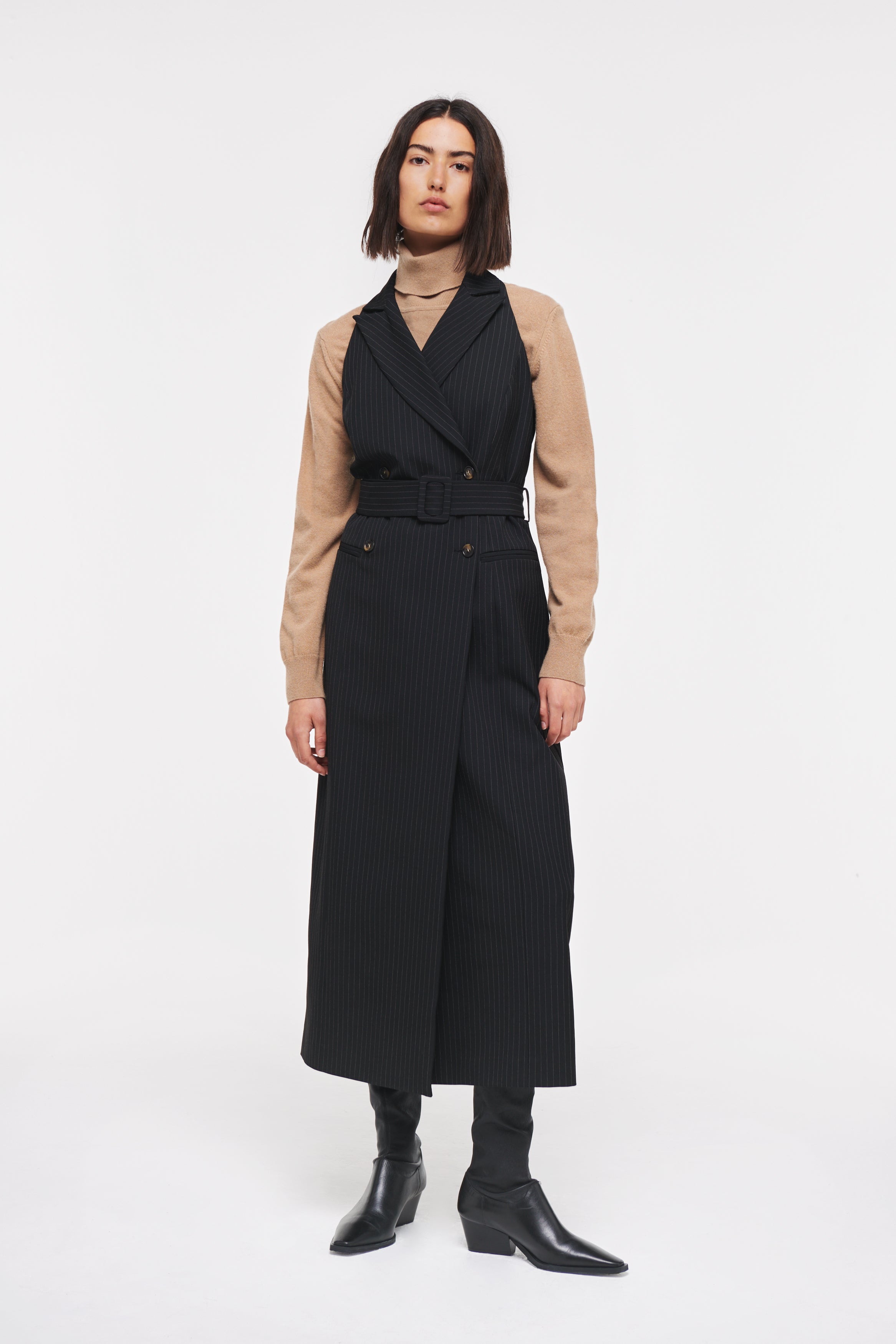 Kendra Pinstripe Tailored Dress, Black Pinstripe / UK 22 product