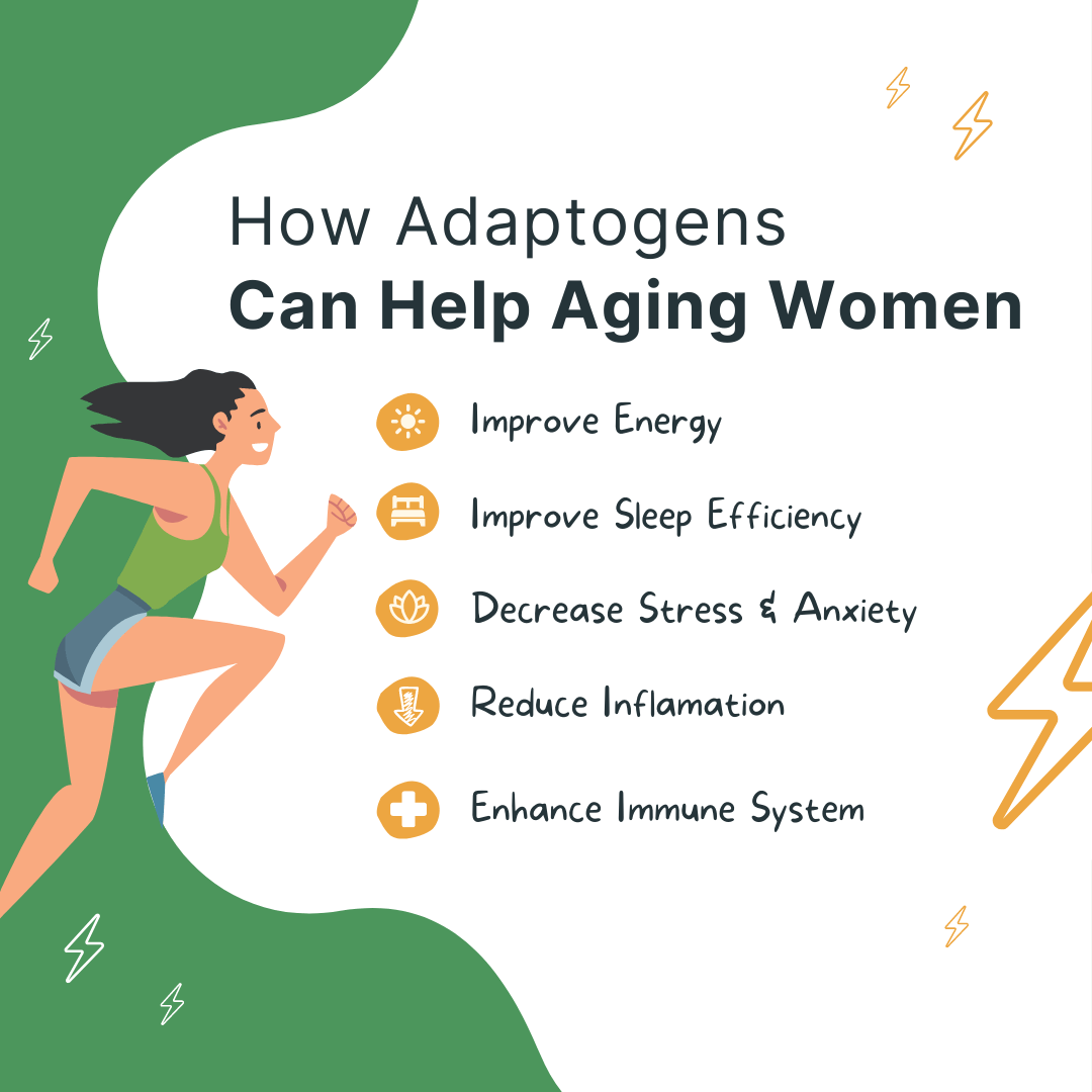 Adaptogens can help improve energy levels, decrease stress and anxiety, reduce inflammation, and enhance immune function