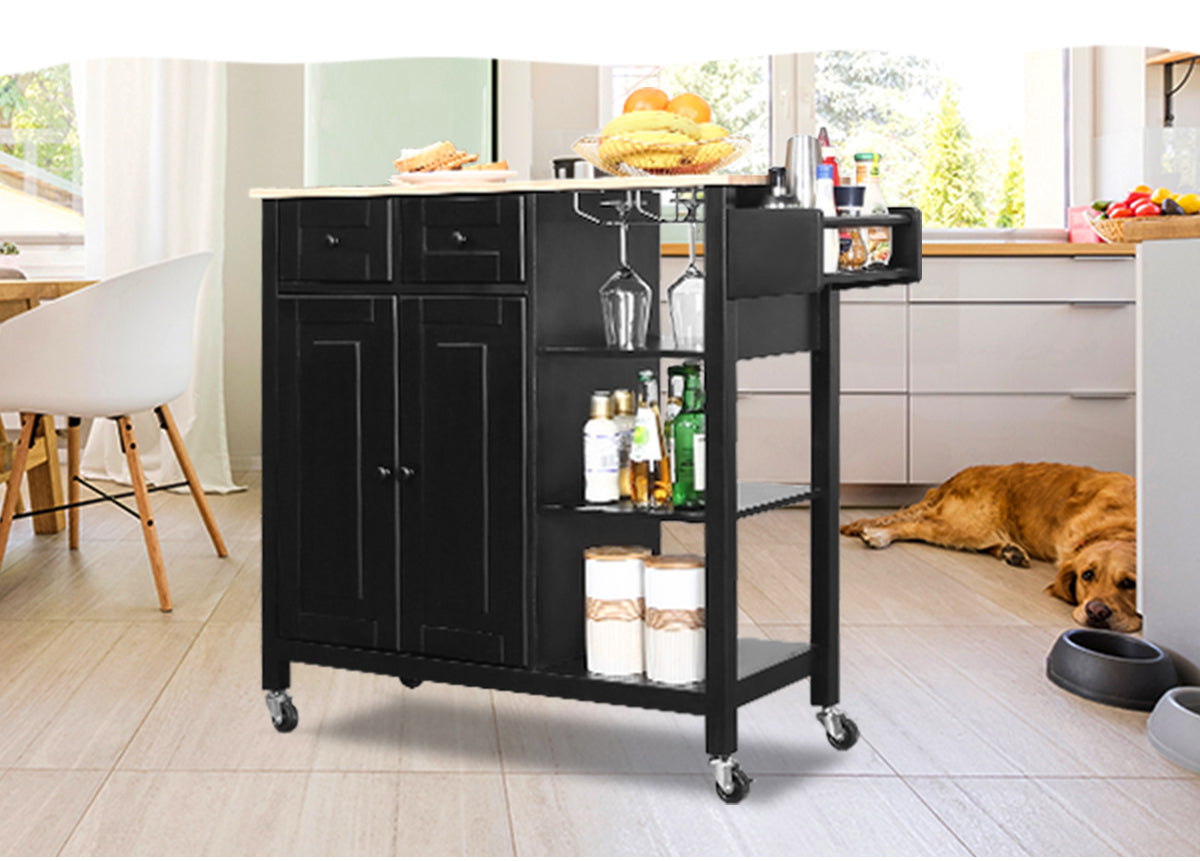 Kitchen Island on Wheels is perfect for dining rooKitchen Island on Wheels is perfect for dining room and living room, Blackm and living room