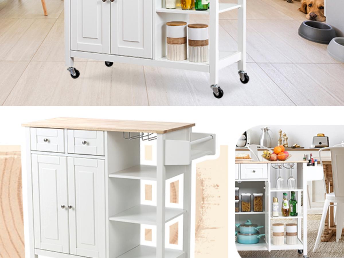 Kitchen Island on Wheels is perfect for dining rooKitchen Island on Wheels is perfect for dining room and living room, Blackm and living room