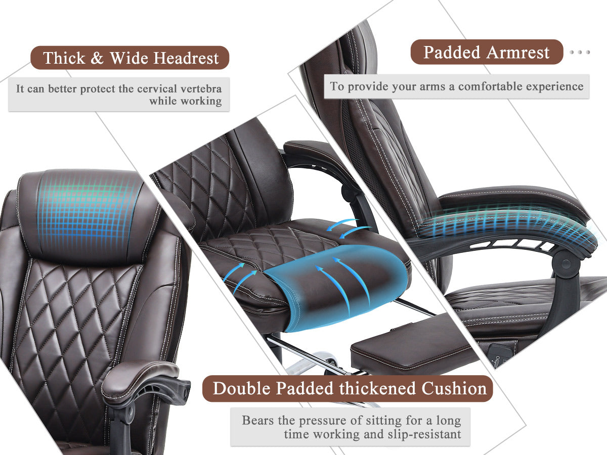 Thick and wide headrest can better product the cervical vertebra while working.Padded armrest provides your arms a comfortable experience. Double padded thickened cushion bears the pressure of sitting for a long time working and slip-resistant.| Homrest furniture