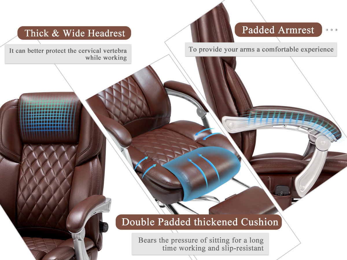 Thick and wide headrest can better product the cervical vertebra while working.Padded armrest provides your arms a comfortable experience. Double padded thickened cushion bears the pressure of sitting for a long time working and slip-resistant.| Homrest furniture