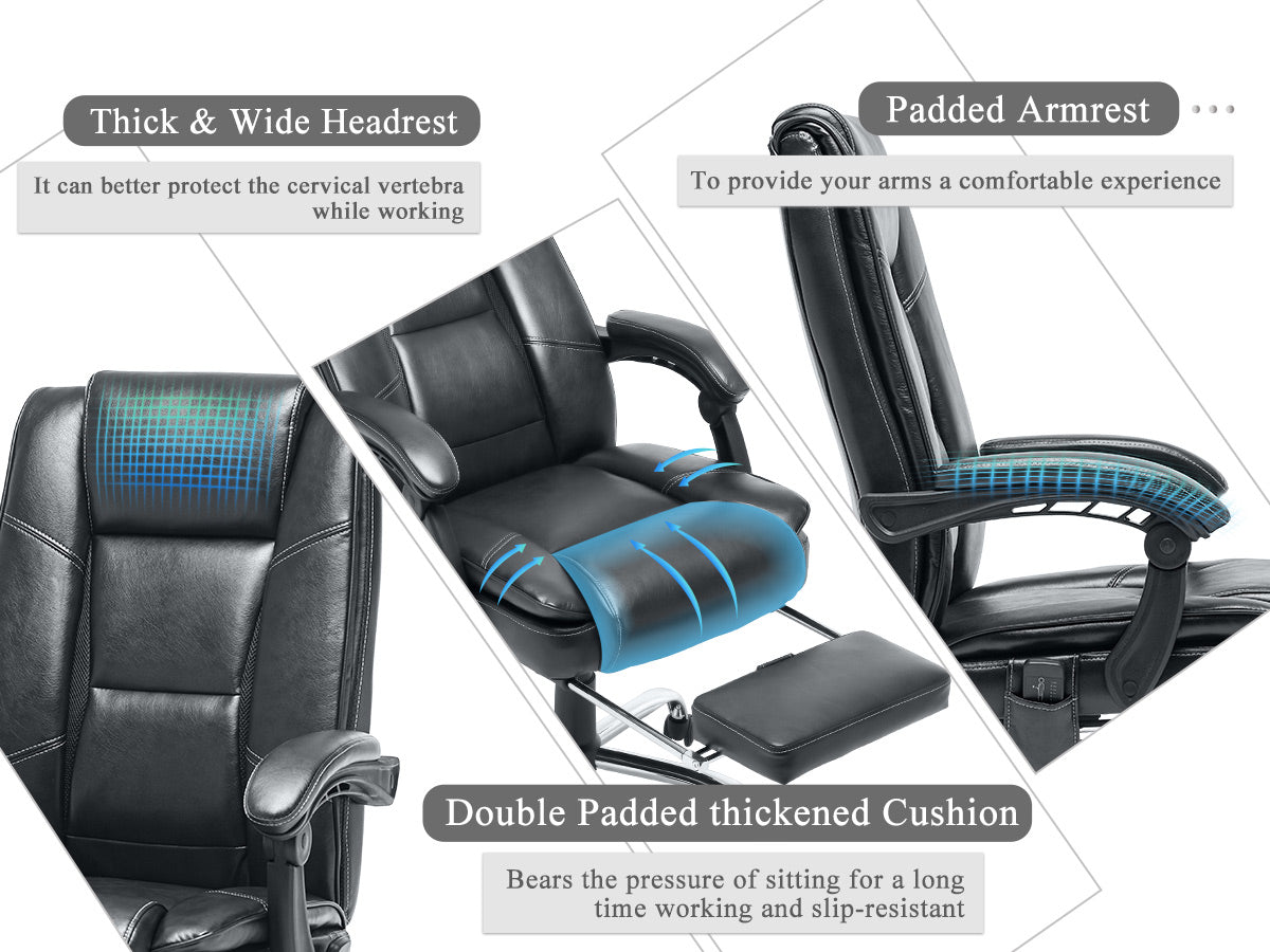 Homrest Reclining Office Chair w/Massage, Ergonomic Office Chair w/Foot Rest, Breathable Fabric Executive Computer Chair w/Retractable Footrest